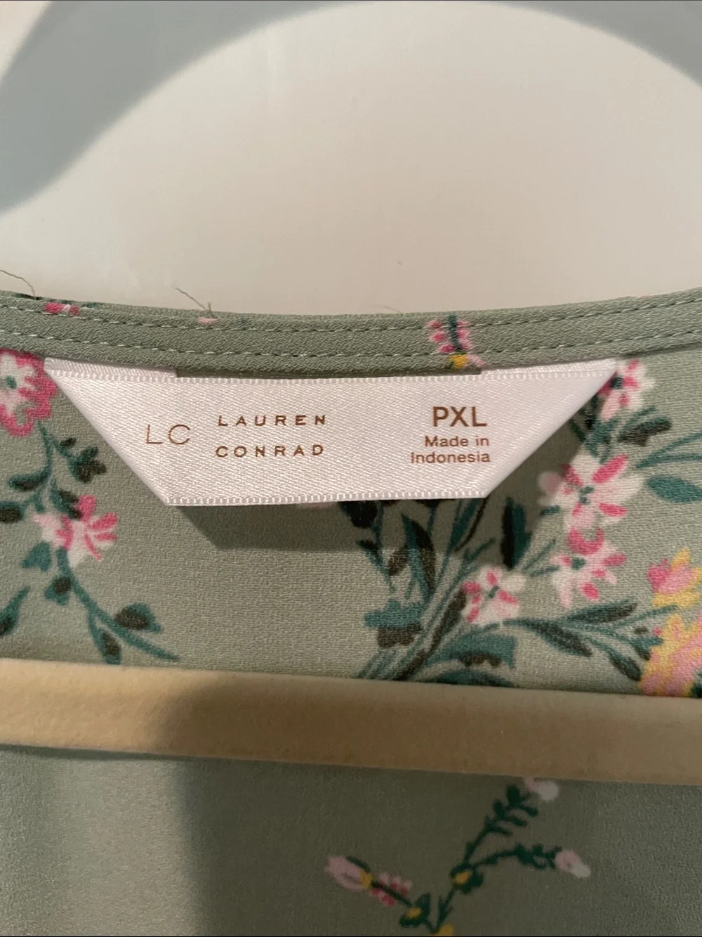 LC Lauren Conrad Sage Green Floral Wrap Mini Dress - Picture 5 of 6